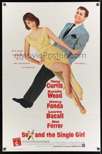 7d815 SEX & THE SINGLE GIRL 1sh '65 great full-length image of Tony Curtis & sexiest Natalie Wood!