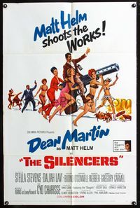 7d831 SILENCERS 1sh '66 outrageous sexy phallic imagery of Dean Martin & the Slaygirls!