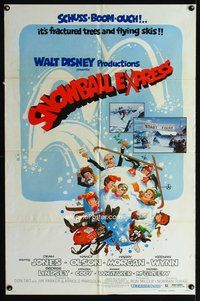 7d848 SNOWBALL EXPRESS 1sh '72 Walt Disney, Dean Jones, wacky winter fun art!