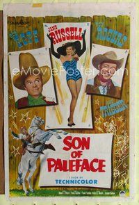 7d851 SON OF PALEFACE 1sh '52 Roy Rogers & Trigger, Bob Hope, sexy Jane Russell!