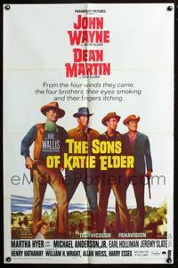 7d854 SONS OF KATIE ELDER 1sh '65 Martha Hyer, great line up of John Wayne, Dean Martin & more!