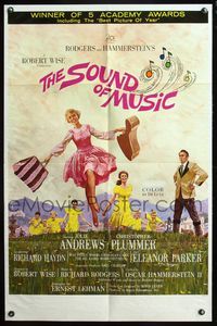 7d857 SOUND OF MUSIC awards 1sh '65 classic artwork of Julie Andrews & top cast by Howard Terpning!