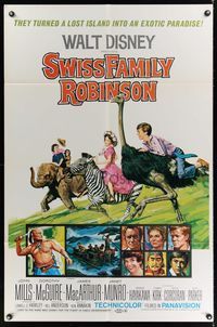 7d889 SWISS FAMILY ROBINSON 1sh R69 John Mills, Walt Disney family fantasy classic!