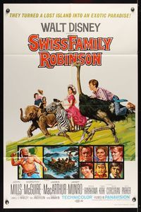 7d891 SWISS FAMILY ROBINSON 1sh R75 John Mills, Walt Disney family fantasy classic!