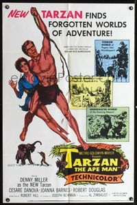 7d896 TARZAN THE APE MAN 1sh '59 Edgar Rice Burroughs, Denny Miller & sexy Joanna Barnes!