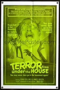 7d901 TERROR FROM UNDER THE HOUSE 1sh '71 if you look in the basement, be ready to SCREAM!