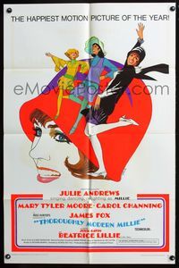 7d909 THOROUGHLY MODERN MILLIE 1sh '67 Bob Peak art of singing & dancing Julie Andrews!