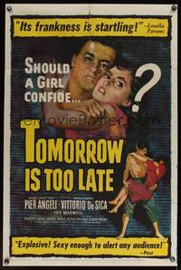 7d920 TOMORROW IS TOO LATE 1sh 1952 Domani e troppo tardi, starring Pier Angeli & Vittorio De Sica!
