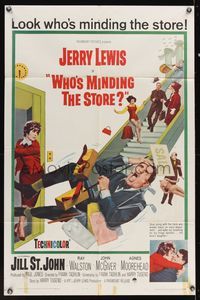 7d977 WHO'S MINDING THE STORE 1sh '63 Jerry Lewis is the unhandiest handyman, Jill St. John!