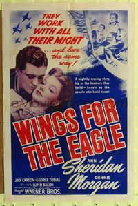 7d983 WINGS FOR THE EAGLE 1sh '42 Ann Sheridan, Dennis Morgan, WWII aircraft!