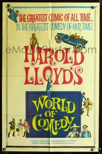 7d990 WORLD OF COMEDY 1sh '62 classic images of comedian Harold Lloyd!
