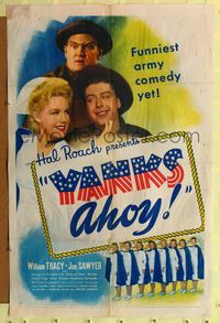 7d993 YANKS AHOY 1sh '43 Hal Roach, William Tracy in the funniest army comedy yet!