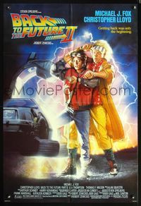 7e044 BACK TO THE FUTURE II 1sh '89 art of Michael J. Fox & Christopher Lloyd by Drew Struzan!