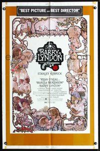 7e052 BARRY LYNDON 1sh '75 Stanley Kubrick, Ryan O'Neal, historical romantic war melodrama!