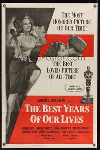 7e068 BEST YEARS OF OUR LIVES style A 1sh R54 directed by William Wyler, sexy Virginia Mayo!