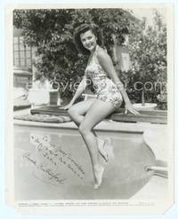 7f015 ANN RUTHERFORD signed 8x10 still '40s wearing bathing suit sitting on diving board at pool!