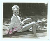 7f034 ELKE SOMMER signed 8x10 still '60s sexy full-length portrait with leg in swimming pool!