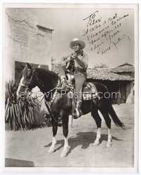 7f044 GENE AUTRY signed 8x10 still '40s portrait riding on Champion while playing his guitar!