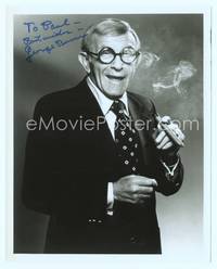 7f045 GEORGE BURNS signed repro 8x10 '70s full-length smiling close up smoking cigar!