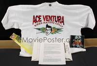 7f008 ACE VENTURA PROMO lot of 3 items '95 CD, full-color XL t-shirt, giant comb plus letter!