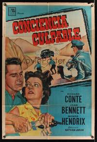 7g068 HIGHWAY DRAGNET Argentinean '54 Richard Conte, Joan Bennett, Las Vegas manhunt!