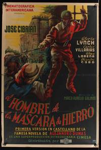 7g070 MAN IN THE IRON MASK Argentinean '43 Mexican version of the Alexandre Dumas story, cool art!