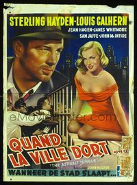 7g288 ASPHALT JUNGLE Belgian '50 Sterling Hayden, John Huston classic, art of sexy Marilyn Monroe!