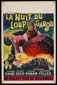 7g292 CURSE OF THE WEREWOLF Belgian '61 Hammer, art of Oliver Reed holding woman!
