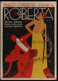 7g004 ROBERTA Danish '35 completely different art of Dunne + full-length Astaire & Rogers dancing