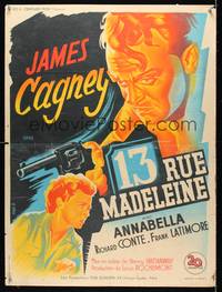 7g208 13 RUE MADELEINE French 23x31 '46 different art of James Cagney pointing gun by Belinsky!