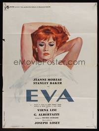 7g216 EVA French 24x32 '62 Joseph Losey, art of sexy Jeanne Moreau in bed by Fourastie!