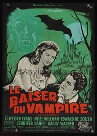 7g226 KISS OF THE VAMPIRE French 23x32 '63 different art of devil bat & female vampire attacking!