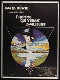 7g234 MAN WHO FELL TO EARTH French 24x32 '76 Nicolas Roeg, different art of David Bowie by Fair!