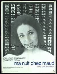 7g237 MY NIGHT AT MAUD'S French 24x32 '69 Eric Rohmer's Ma nuit chez Maud, Francoise Fabian closeup!