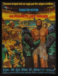 7g242 PLANET OF THE APES French 23x30 '68 different art of Charlton Heston by Jean Mascii!