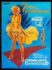 7g249 SEVEN YEAR ITCH French 23x31 R70s best art of Marilyn Monroe's skirt blowing by Grinsson!