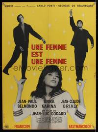 7g261 WOMAN IS A WOMAN French 22x30 '61 Jean-Luc Godard's Une femme est une femme,Belmondo, Karina