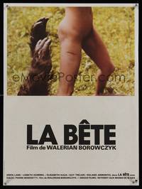 7g262 BEAST French 15x21 '75 Borowczyk's La Bete, wacky image of monster hands & naked girl!