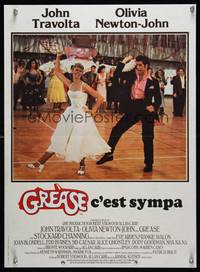 7g265 GREASE French 16x22 '78 close up of John Travolta & Olivia Newton-John the classic musical!