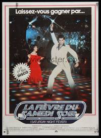 7g281 SATURDAY NIGHT FEVER French 16x22 '77 best image of disco dancer John Travolta & Gorney!