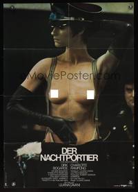 7g189 NIGHT PORTER German '74 Il Portiere di notte, close up of sexy topless Charlotte Rampling!