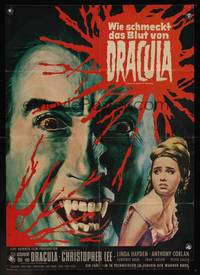 7g202 TASTE THE BLOOD OF DRACULA German '70 different art of vampire Christopher Lee by Rehak!