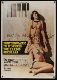 7g432 SLAVES Italian 1sh '77 Jess Franco great image of chained girls in bikinis!