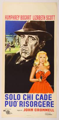 7g470 DEAD RECKONING Italian locandina '50s different art of Humphrey Bogart & sexy Lizabeth Scott