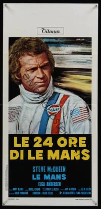 7g480 LE MANS Italian locandina '71 different close up of race car driver Steve McQueen!