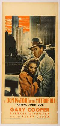 7g484 MEET JOHN DOE Italian locandina R55 Barbara Stanwyck clutching suicidal Gary Cooper, Capra!