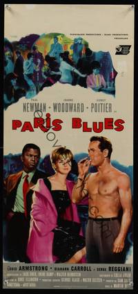 7g486 PARIS BLUES Italian locandina '61 art of Paul Newman, Joanne Woodward & Poitier by Nistri!