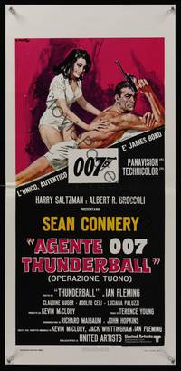 7g493 THUNDERBALL Italian locandina R80s art of Sean Connery as James Bond 007 by Averado Ciriello