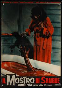 7g538 TINGLER Italian photobusta '59 great gory close up of arm reaching out of bloody bath tub!