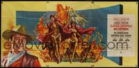 7g100 CIRCUS WORLD horizontal Spanish 3sh '65 different art of John Wayne & exploding big top!